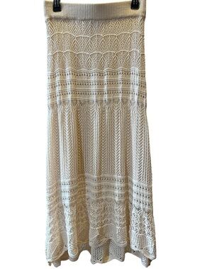 Cream Crochet Maxi Skirt — Lightweight Feminine Knit size medium